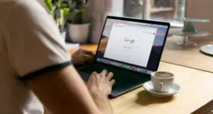 A user working on his laptop