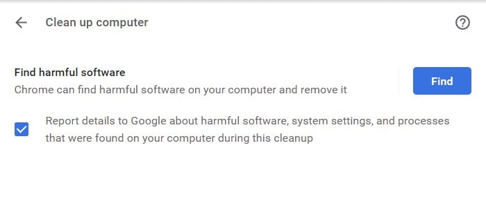 Clean up computer in Chrome browser