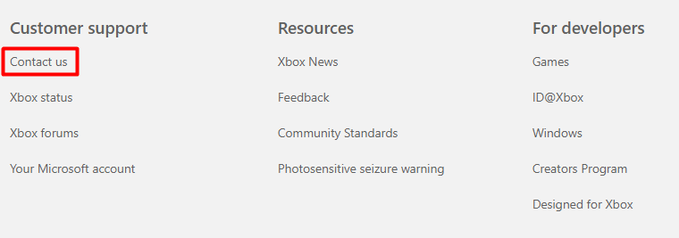 contact Xbox Support