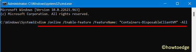 Enable Sandbox on Windows 11 via CMD