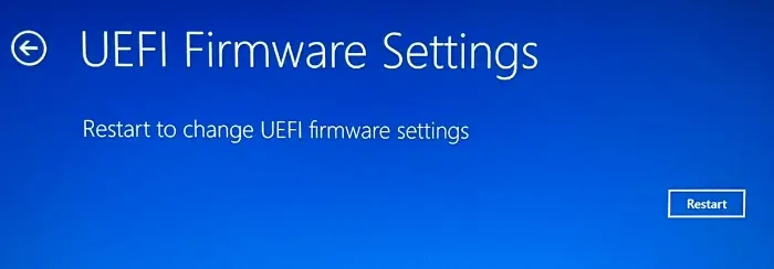 Restart UEFI Firmware Settings