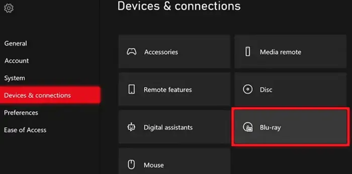 Blu-Ray Settings on Xbox