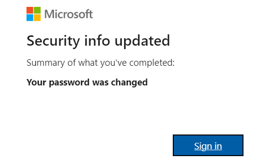 Your Microsoft Account password has been successfully reset