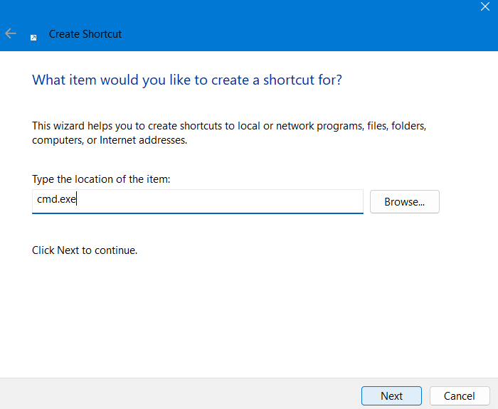 Create a shortcut to Open Command Prompt as Administrator