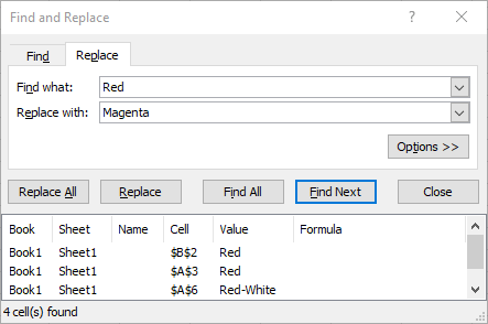 Find and Replace in Excel