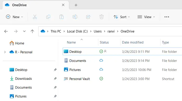 OneDrive main folders