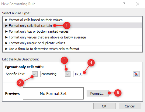 Use conditional formatting with the ISNUMBER function