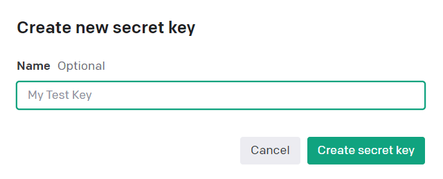 Create Secret Key on OpenAI