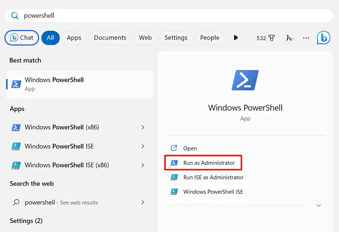 Launch PowerShell as Administrator on Windows 11