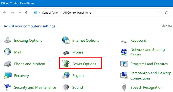 Power Options in Windows 11