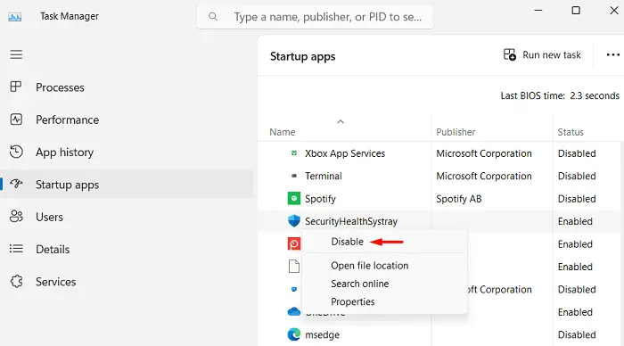 Disable Startup Apps on Windows 11