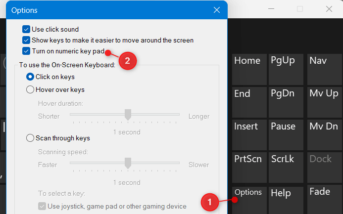 Virtual keyboard Options - Number Pad Not Working