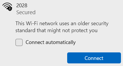 You are connecting to an insecure WiFi