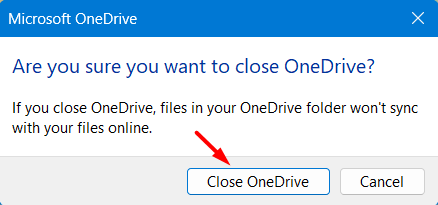 Close OneDrive in Windows 11