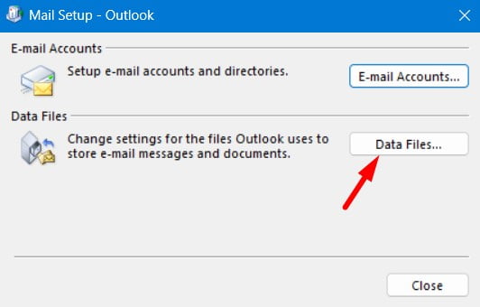 Open Data Files inside Outlook Settings