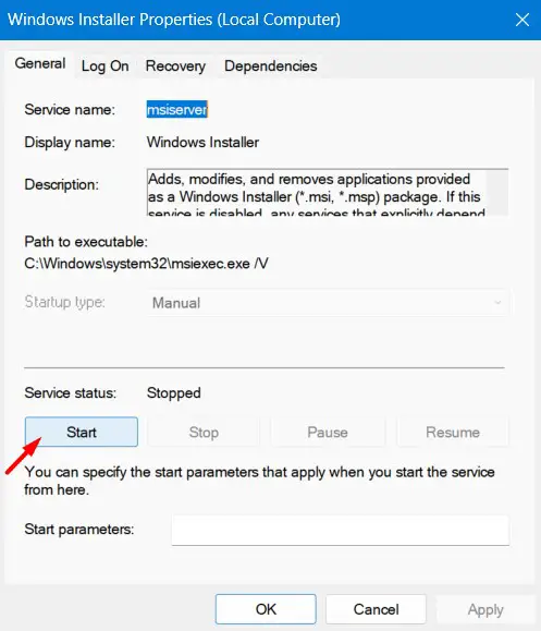 Start Windows Installer Service - Printer Error 0x000003eb