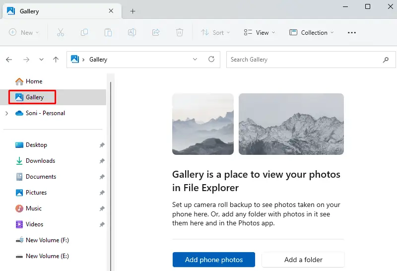 Enable Gallery in Windows 11