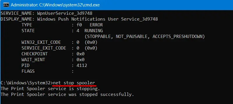 Stop Spooler Service in CMD - Start and Stop Services on Windows 11