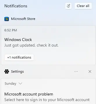 Windows 11 23H2 Notifications