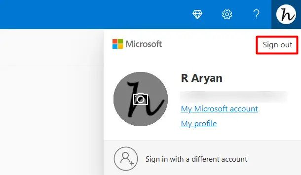 Sign out OneDrive account