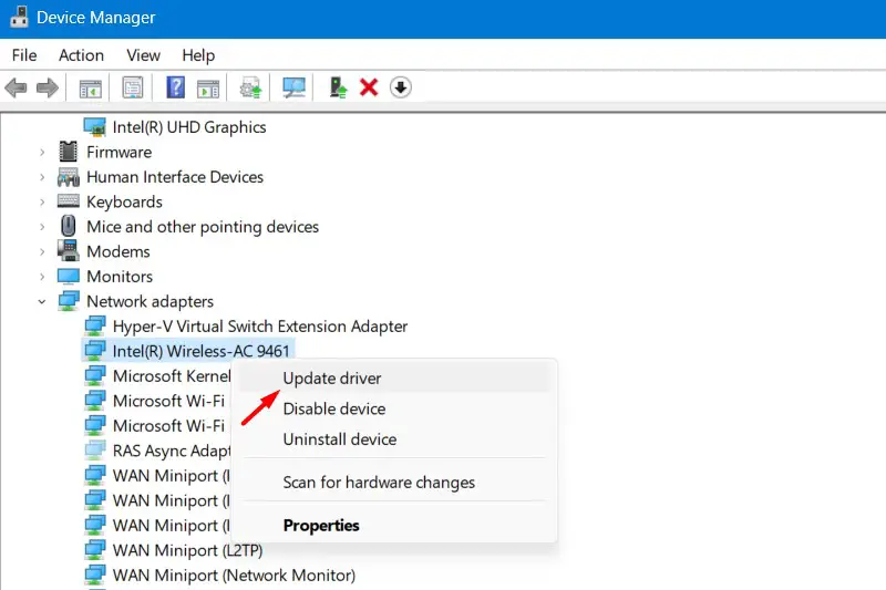 Update Intel(R) Wireless Driver