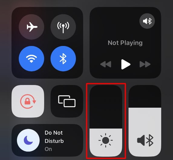 Adjust Brightness from Control Center