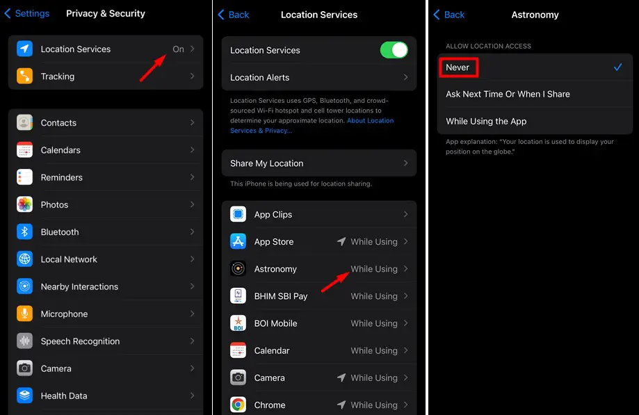 Disable Location Services for some apps