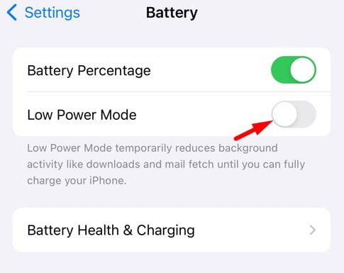 Disable Low Power Mode