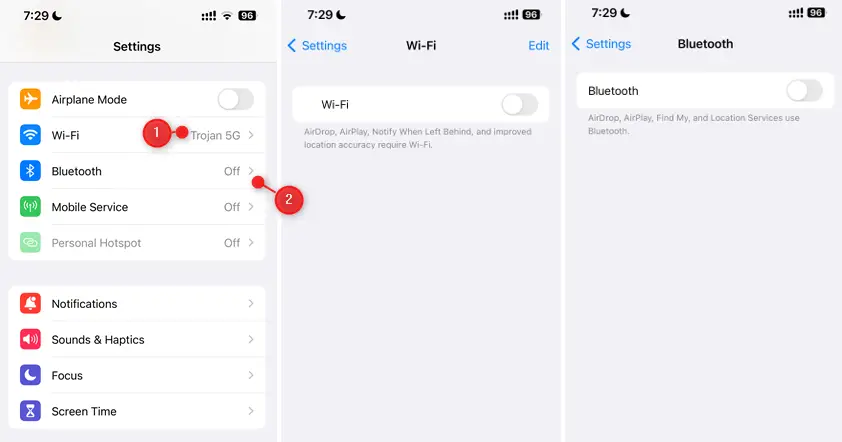 Disable WiFi and Bluetooth in iPhone