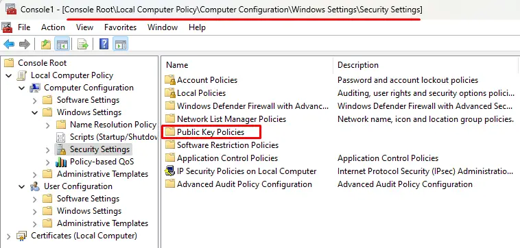 Open Public Key Policies under MMC