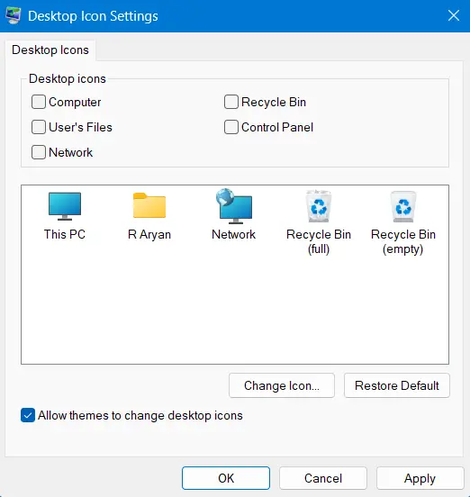 Hide Recycle Bin via Settings