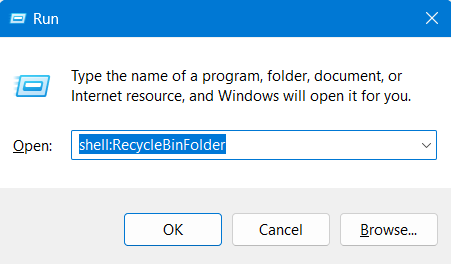 Recycle Bin from Run