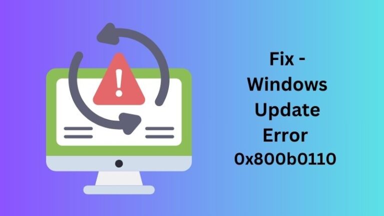 Fix Update Error 0x800b0110 in Windows