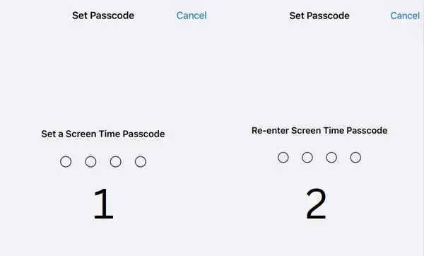 Setting up a screen time password in iPhone