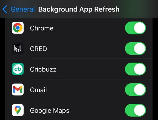 Enable Background App Refresh