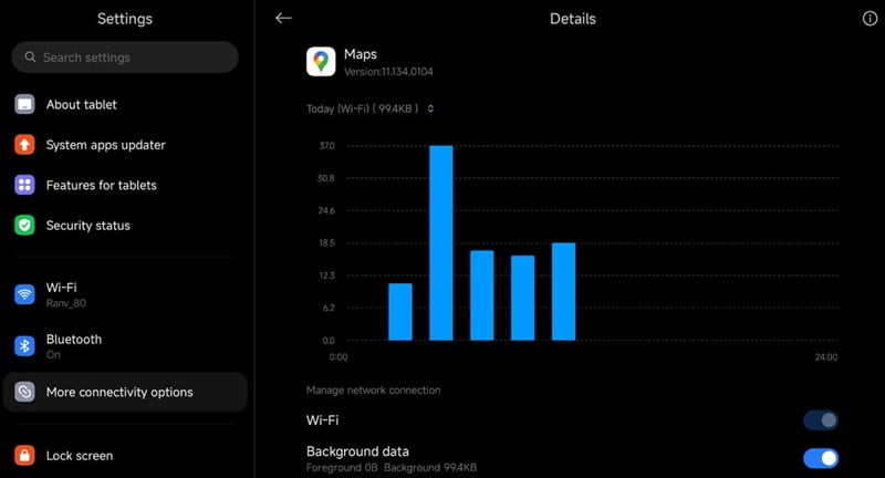 Enable Background data for Google Maps in Android