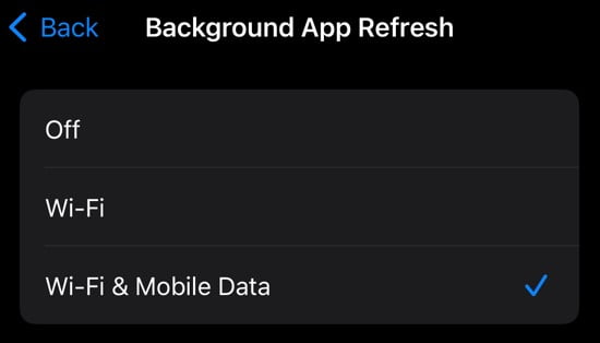 Provide WiFi and Mobile Data access for Background App Refresh