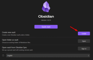 Obsidian - Create New Vault